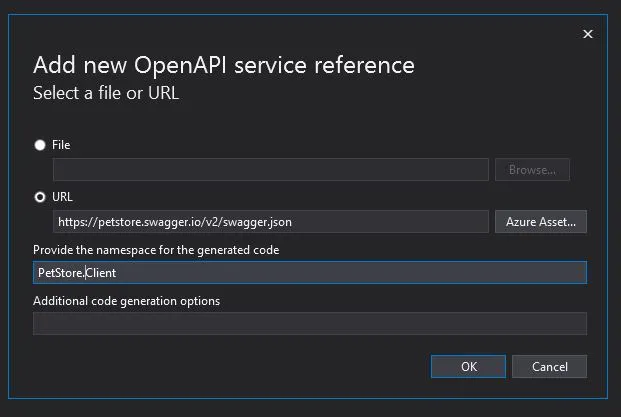 The add dialog from Visual Studio